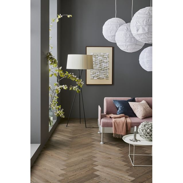 Kalanruotoparketti Tarkett Segno Tammi Old Grey tumma harjattu öljyvahattu