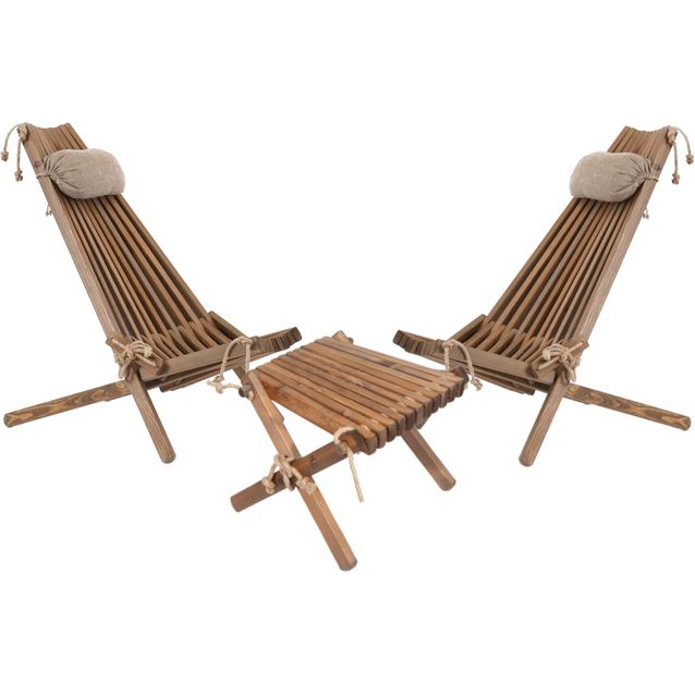 Kalusteryhmä EkoFurn, Ekotuoli 2 kpl+ EcoFurn- niskatyyny 2 kpl+ Lilli-taso, mänty,ruskea