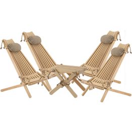 Kalusteryhmä EcoFurn, Ekotuoli 4 kpl+ niskatyyny 4 kpl+ Lilli-taso 2 kpl lehtikuusi natural