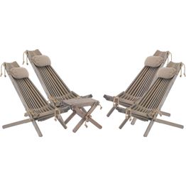 Kalusteryhmä EcoFurn, Ekotuoli 4 kpl+ niskatyyny 4 kpl+ Lilli-taso 2 kpl mänty harmaa