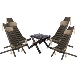 Kalusteryhmä EcoFurn, Ekotuoli 4 kpl+ niskatyyny 4 kpl+ Lilli-taso 2 kpl mänty musta