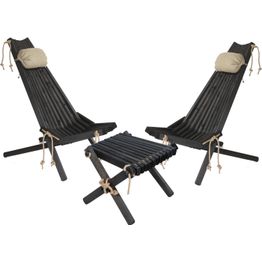 Kalusteryhmä EcoFurn, Ekotuoli 2 kpl+ niskatyyny 2 kpl+ Lilli-taso tervaleppä,musta