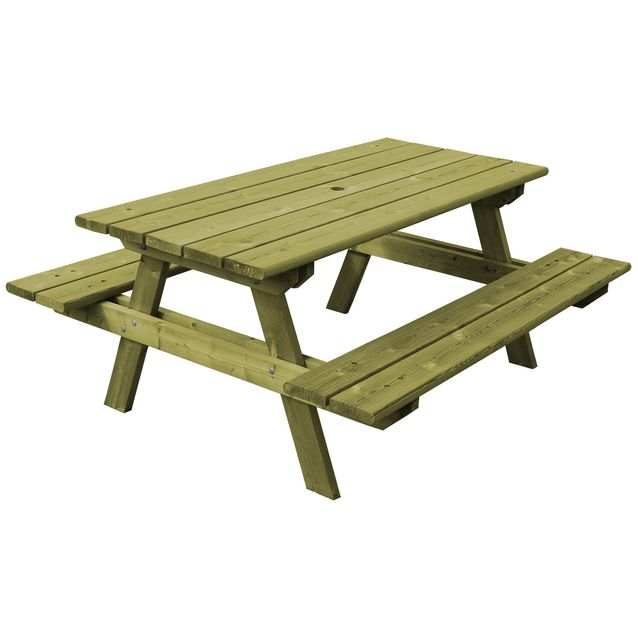 Vihreä pöytä/penkkiyhdistelmä Aleksi N102 on 1800 mm pituinen