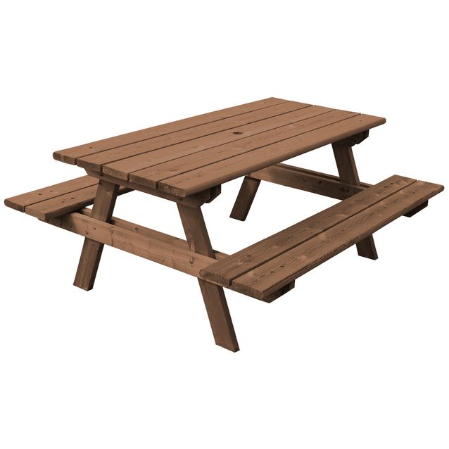 Ruskea pöytä/penkkiyhdistelmä Aleksi N102R on 1800 mm pituinen