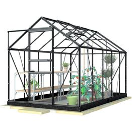 Kasvihuone Lykke 6,2 m² lasi musta
