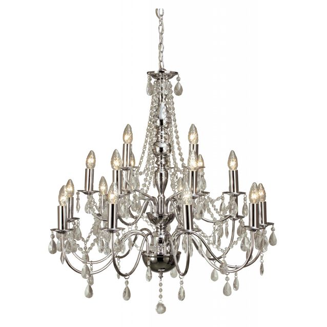 Kattokruunu Chateau Ø 820x800 mm 18-osainen kromi/hiottu lasi