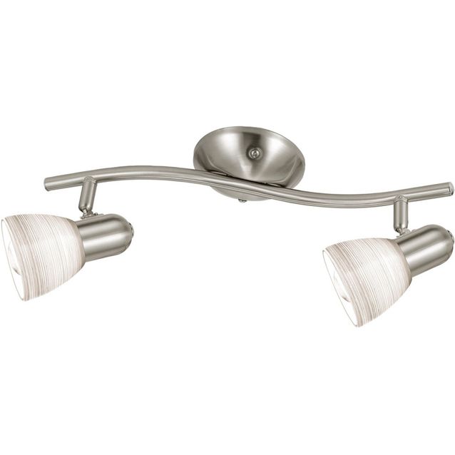 Kattospotti Dakar 1 370x100 mm 2-osainen valkoinen/harjattu teräs