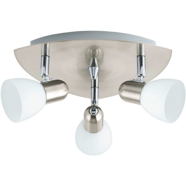 Kattospotti Enea Ø 265 mm 3-osainen valkoinen/harjattu teräs