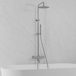 Sadesuihkusetti Scandtap Steel Pleasure 3, termostaattihanalla, suihkupää ⌀250mm, juoksuputkella, kiiltävä teräs