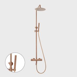 Sadesuihkusetti Scandtap Steel Pleasure 3 Amber, termostaattihanalla, suihkupää ⌀250mm, juoksuputkella, kiiltävä kupari