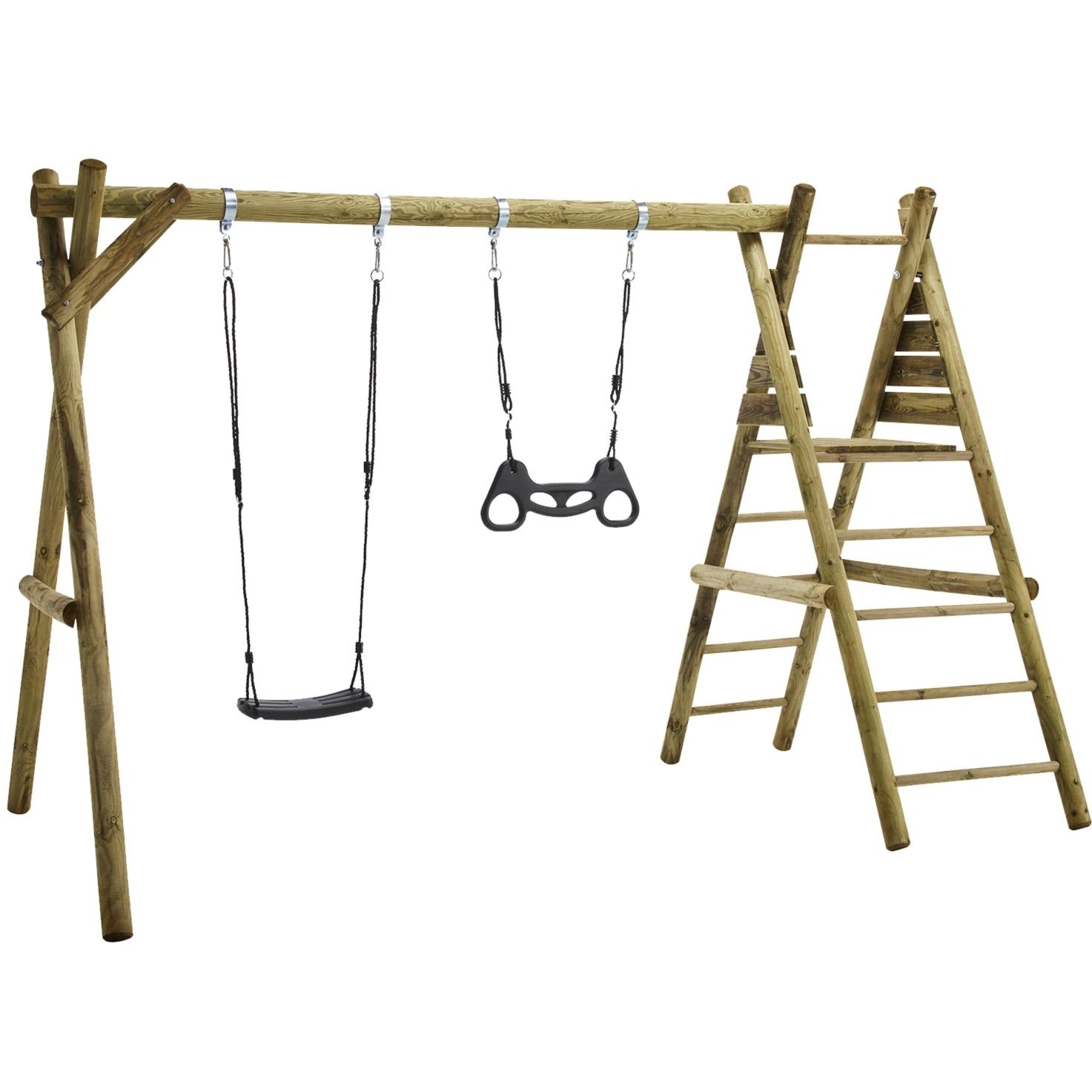 Keinuteline Nordic Play sis, keinuistuin trapetsikeinu ja kiinnikkeet