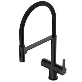 Keittiöhana Gustavsberg Estetic Duo, lyijytön, sensorilla, ulosvedettävä juoksuputki, mattamusta