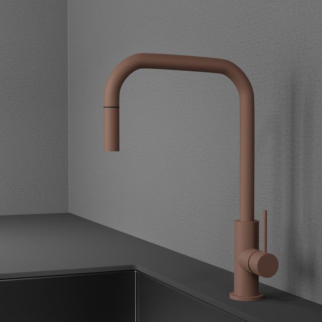 Keittiöhana Scandtap Steel Accent Square Rust, ulosvedettävä juoksuputki, ruskea