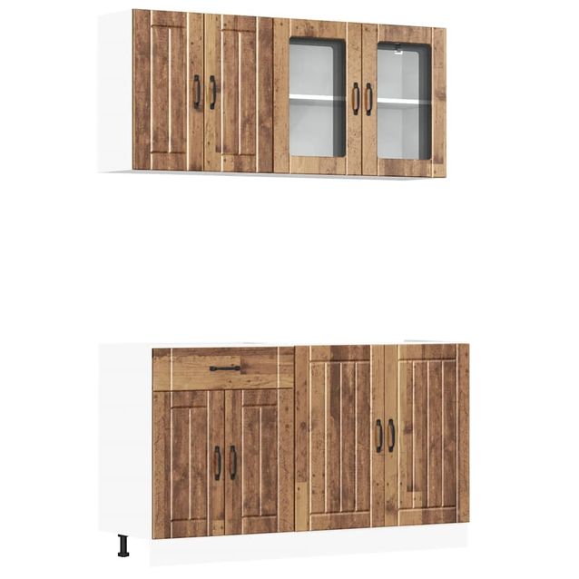 Keittiön kalustesarja 4-osainen Kalmar vanhaa puuta suunniteltu puu (14869)