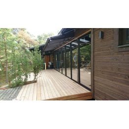 Terassin lasiliukuovi Keraplast, kohtaava malli, 8-osainen, kirkas lasi, mittatilaus