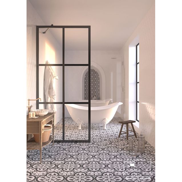 Kiinteä suihkuseinä Hietakari Bläk 737 Paris 1950x695 mm