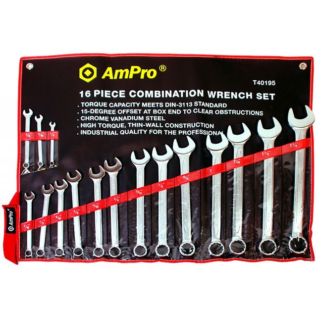 Kiintolenkkiavainsarja AmPro 16-osainen 1/4'' - 1.1