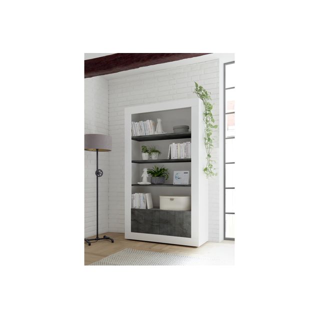 Kirjahylly Calpino, 110cm, harmaa/valkoinen (10676)