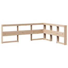 Kirjahyllyn pääty L-muotoinen 150 cm massiivipuumäntyä (59262)