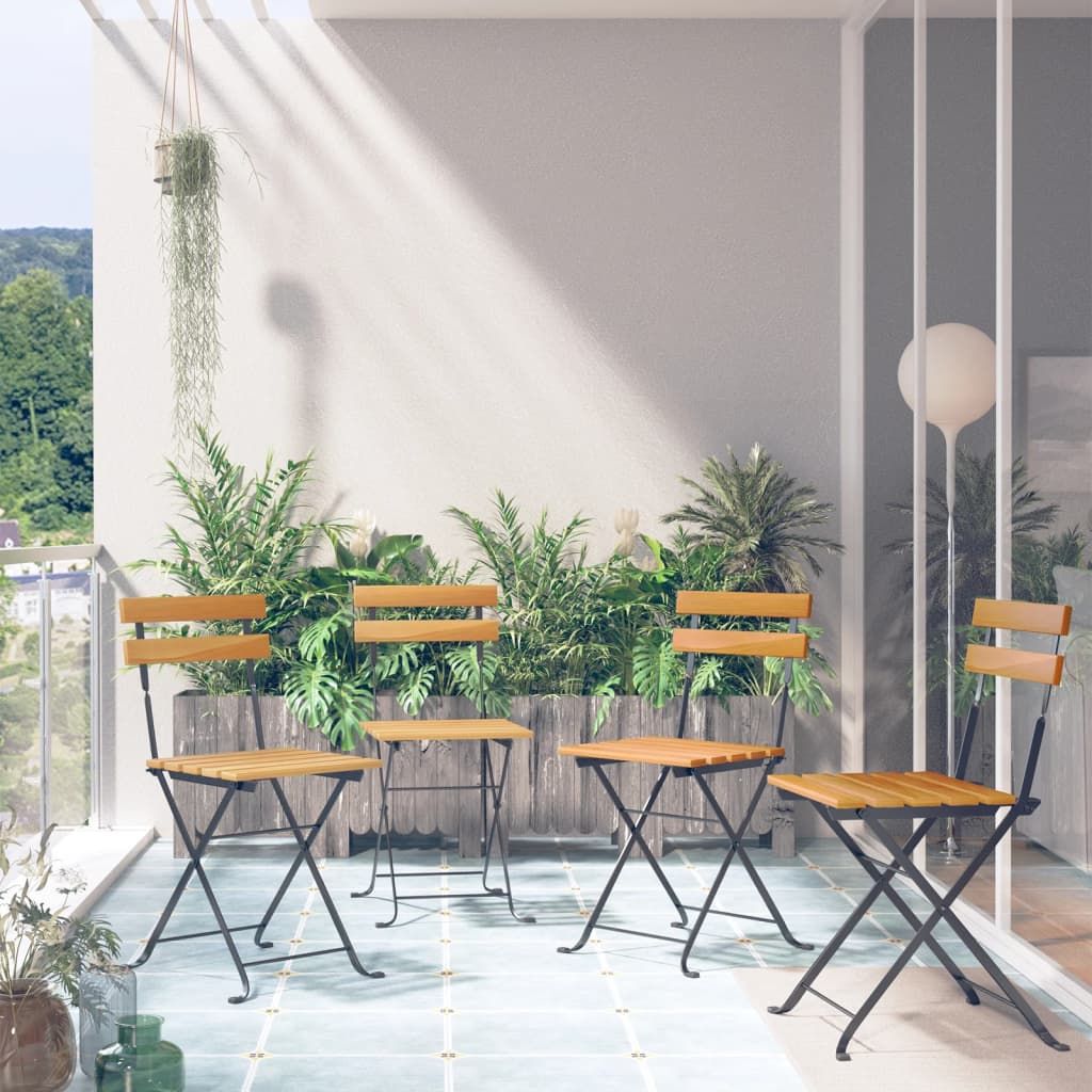 Kokoontaitettavat bistrotuolit 4 kpl, akaasiapuu