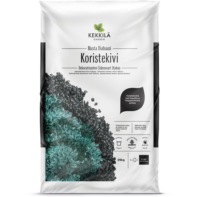 Koristekivi Kekkilä Musta Diabaasi 8-12 mm 42 säkkiä x 25 kg lava 1050 kg