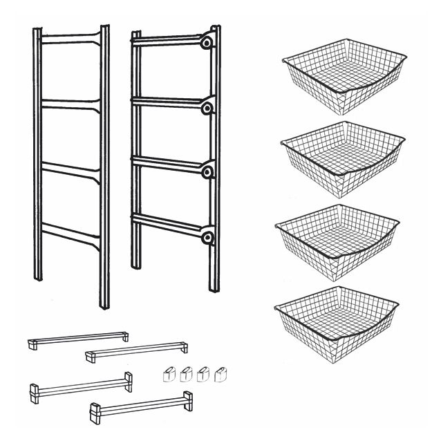 Koriteline Norscan Roller M 450x840 mm valkoinen 4 lankakoria
