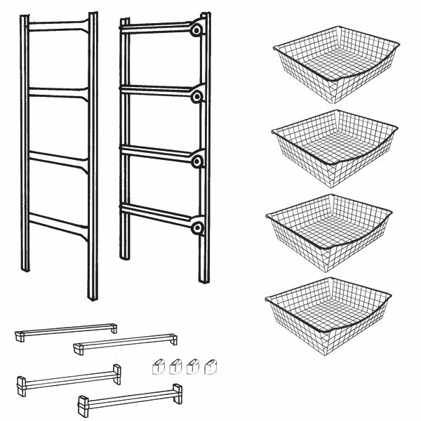 Koriteline Norscan Roller M 450x840 mm valkoinen 4 lankakoria