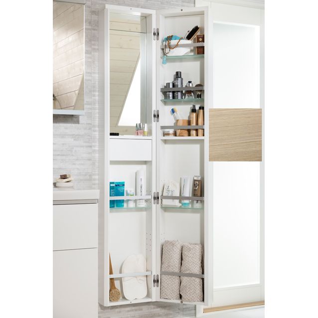 Korkea kaappi Ido Glow 320x1750x220mm sisäpeilillä oikea tammi