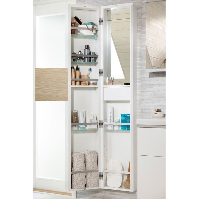 Korkea kaappi Ido Glow 320x1750x220mm sisäpeilillä vasen tammi