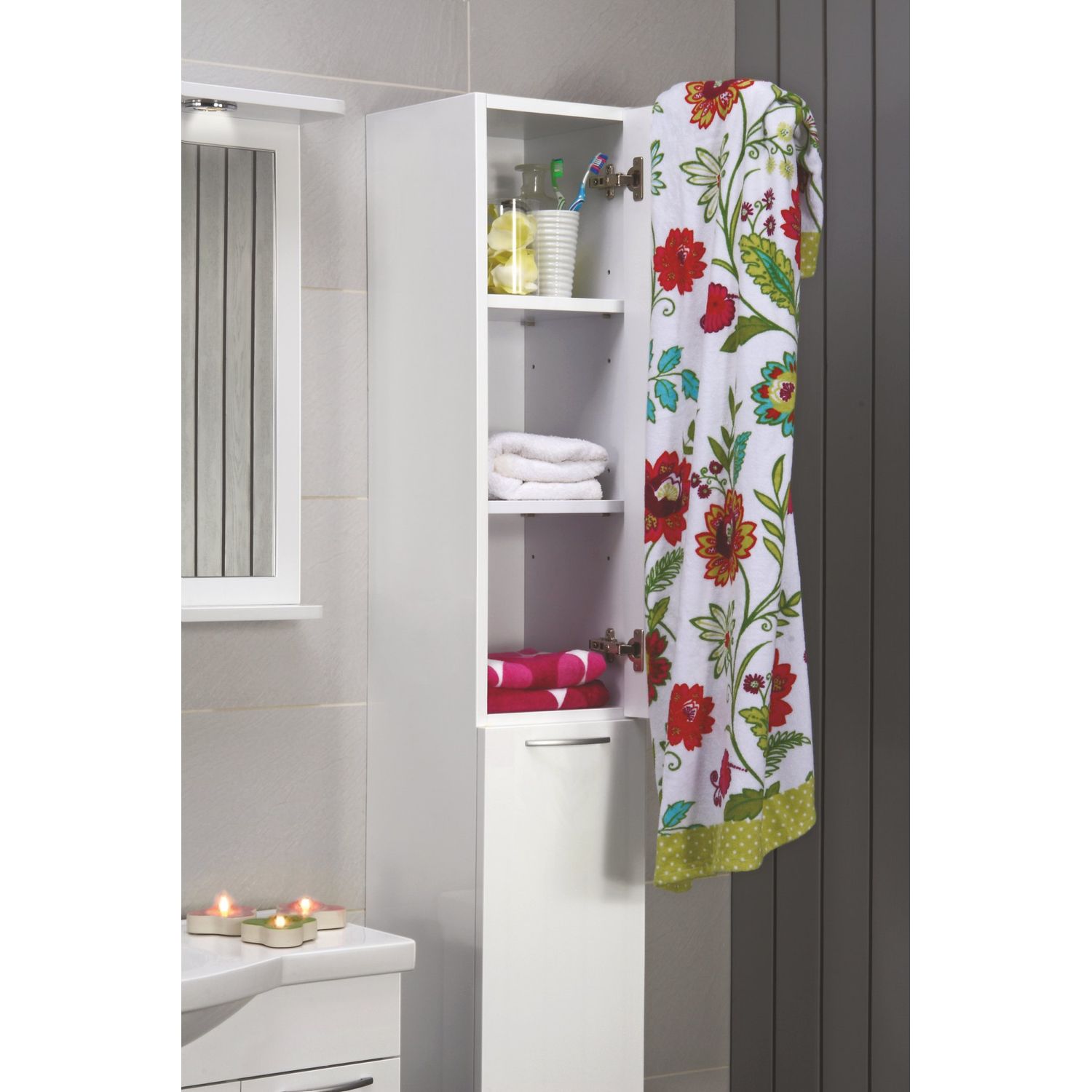 Korkea kaappi Noro Fix 280x310x1740 mm avoinna