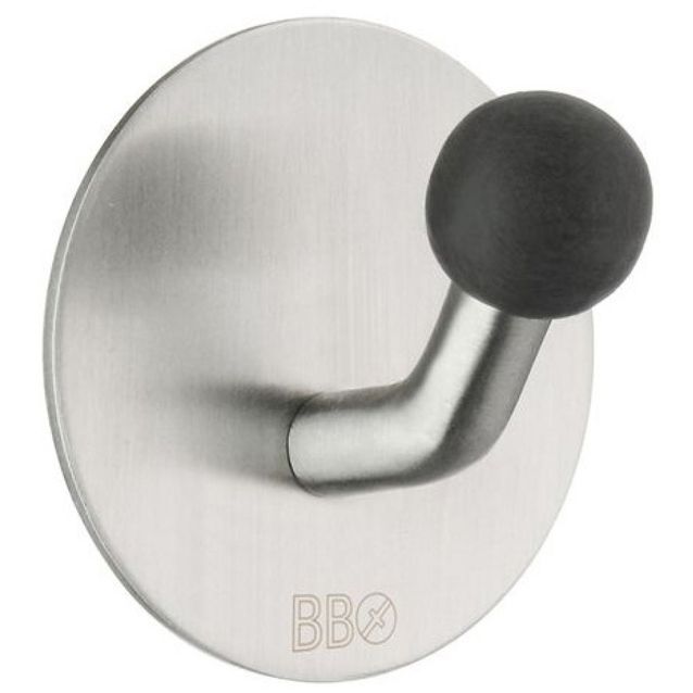Koukku Smedbo B design tarrakiinnitteinen kiiltävä/musta nuppi harjattu