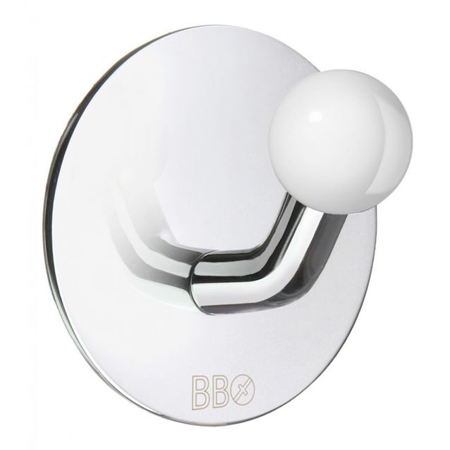 Koukku Smedbo B design tarrakiinnitteinen kiiltävä/valkoinen nuppi