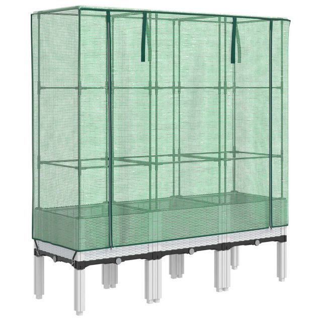 Kukkalaatikko kasvihuonepeitteellä rottinkityyli 120x40x140 cm (15848)