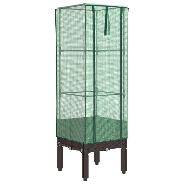 Kukkalaatikko kasvihuonepeitteellä rottinkityyli 40x40x140 cm (15804)