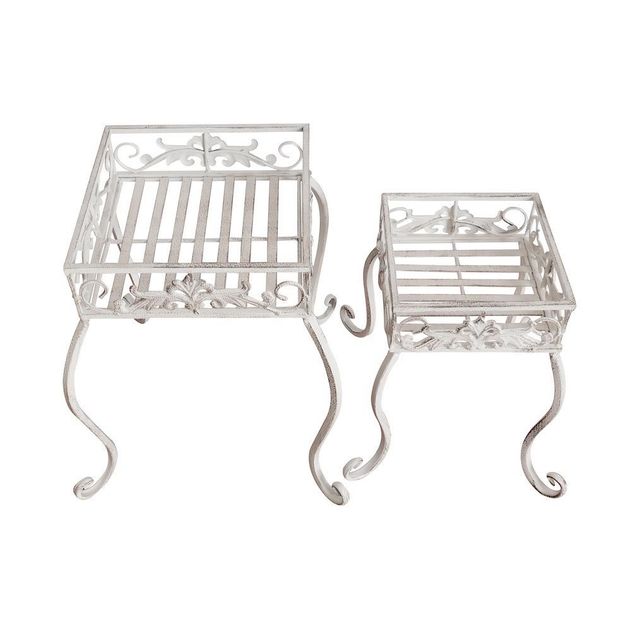 Kukkapöytä Chic Garden kulmikas valkoinen 2 kpl