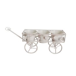 Kukkateline kolmelle ruukulle Chic Garden Kärryt 24x58x17 cm valkoinen