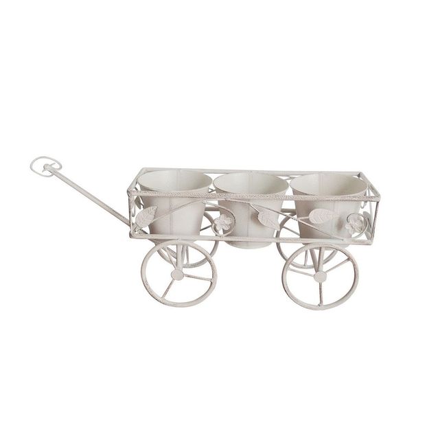 Kukkateline kolmelle ruukulle Chic Garden Kärryt 24x58x17 cm valkoinen