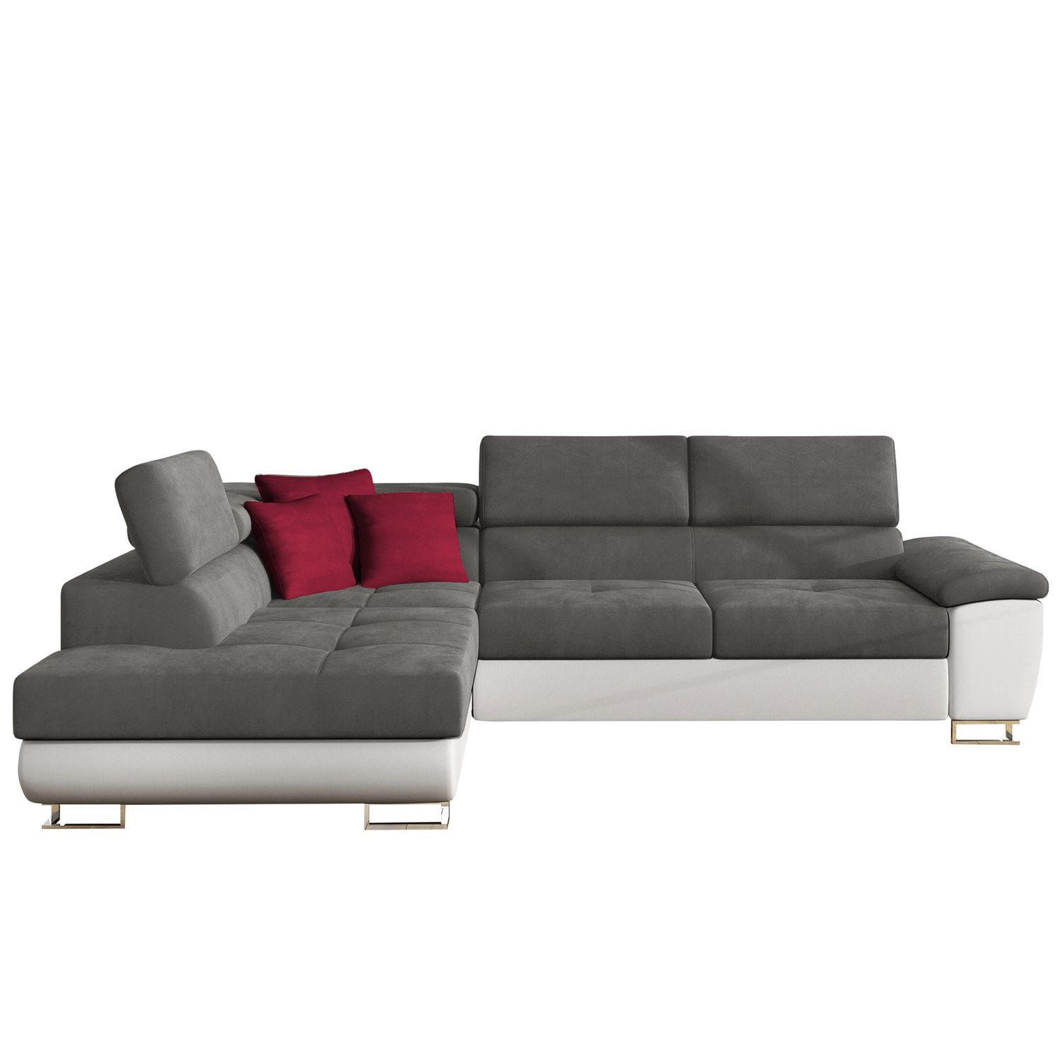 Kulmasohva COTERE, 4-istuttava, valkoinen/harmaa/punainen (6008)
