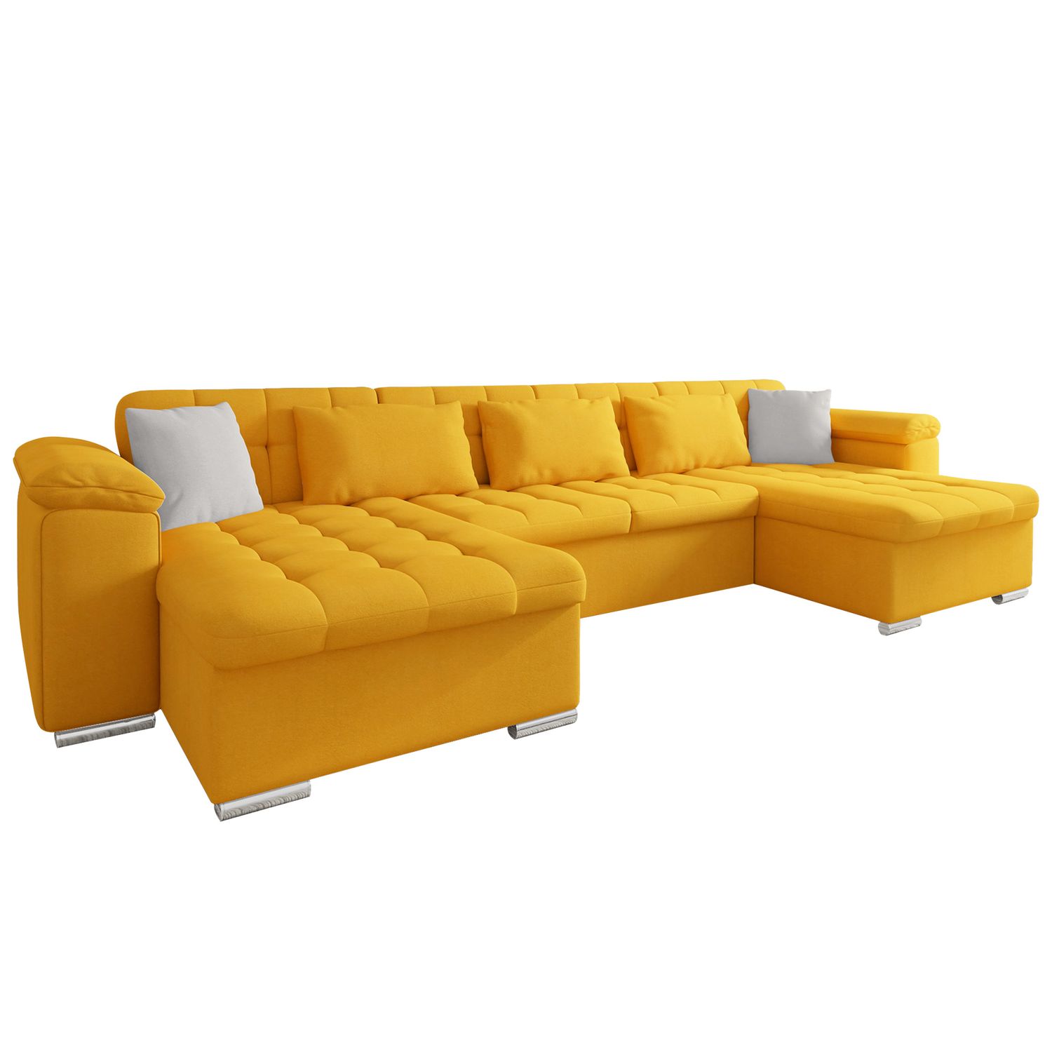 U-sohva WICENZA, 6-istuttava, keltainen/vaaleanharmaa (0098)