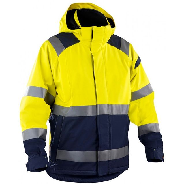 Kuoritakki Highvis keltainen/mariininsininen