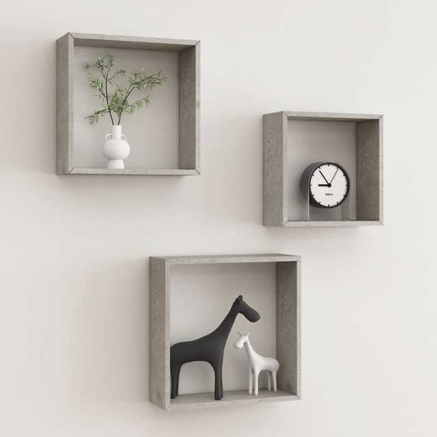 Kuutioseinähyllyt 3 kpl betoninharmaa