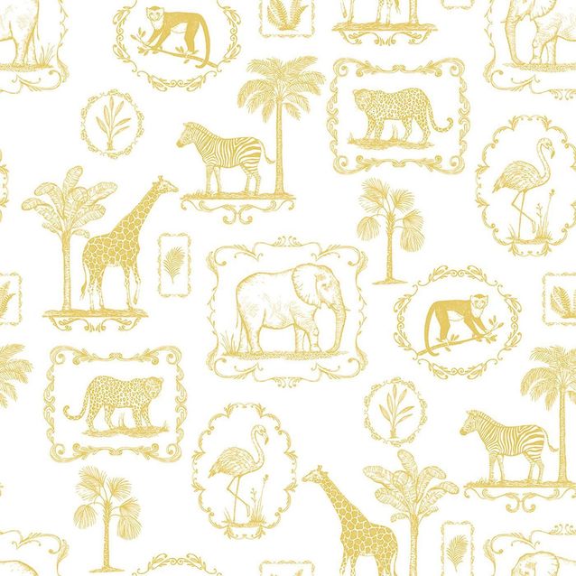 Kuvatapetti Rebel Walls Animal Party Yellow, non-woven, mittatilaus
