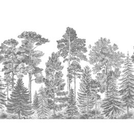 Metsätapetti Rebel Walls Scandinavian Bellewood Gray, non-woven, mittatilaus