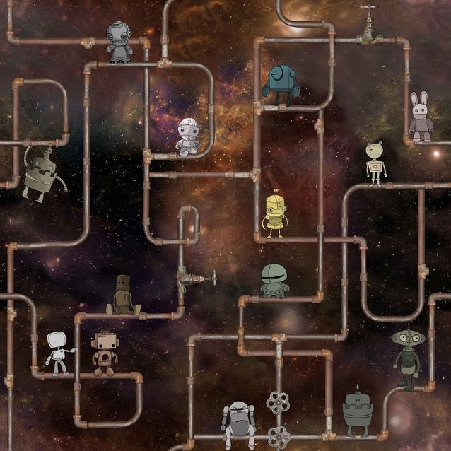 Lastenhuoneen tapetti Rebel Walls We are Robots, non-woven, mittatilaus