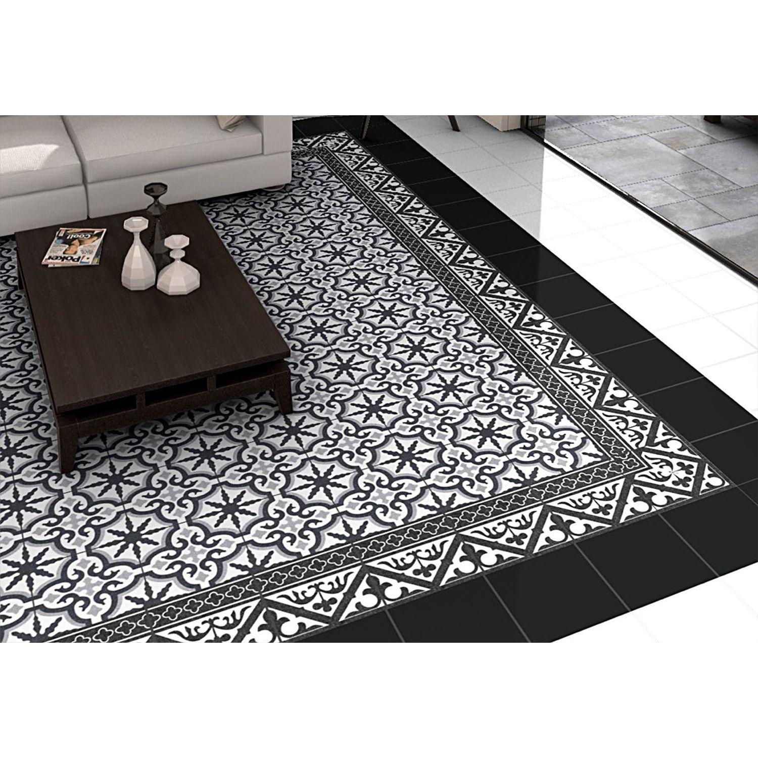 Kuviolaatta Kymppi-Lattiat History Jugend Oldenburg Black Cenefa himmeä 250x250 mm