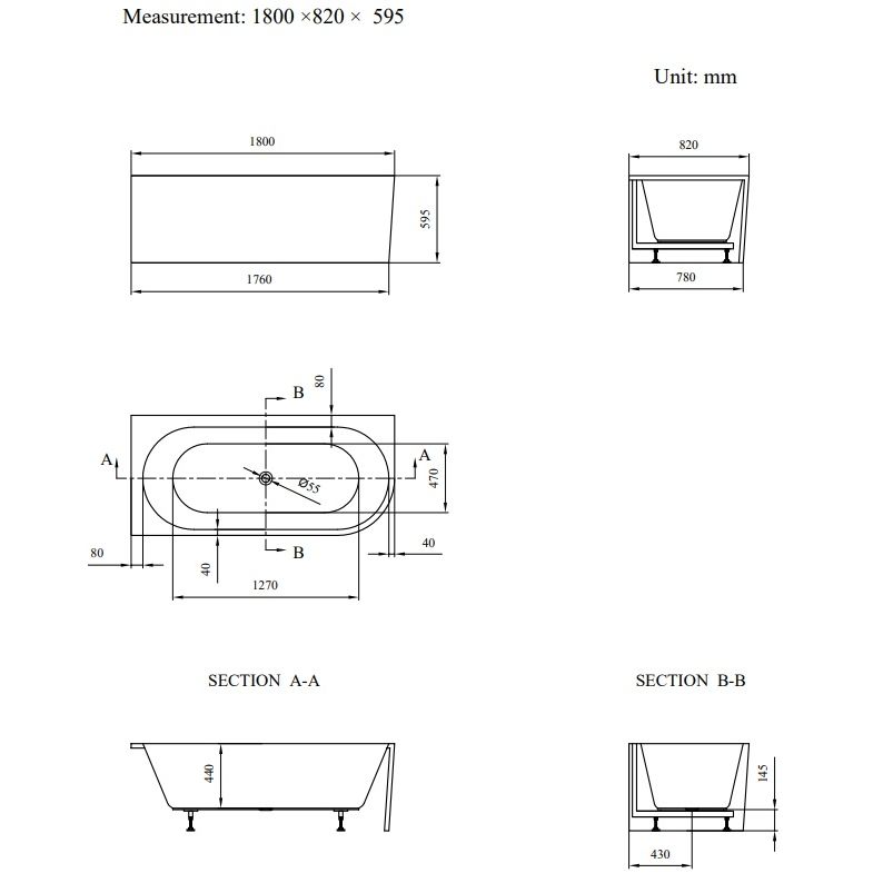 Kylpyamme Bathlife Själsro, vasen, 180 cm lisäkuva 4