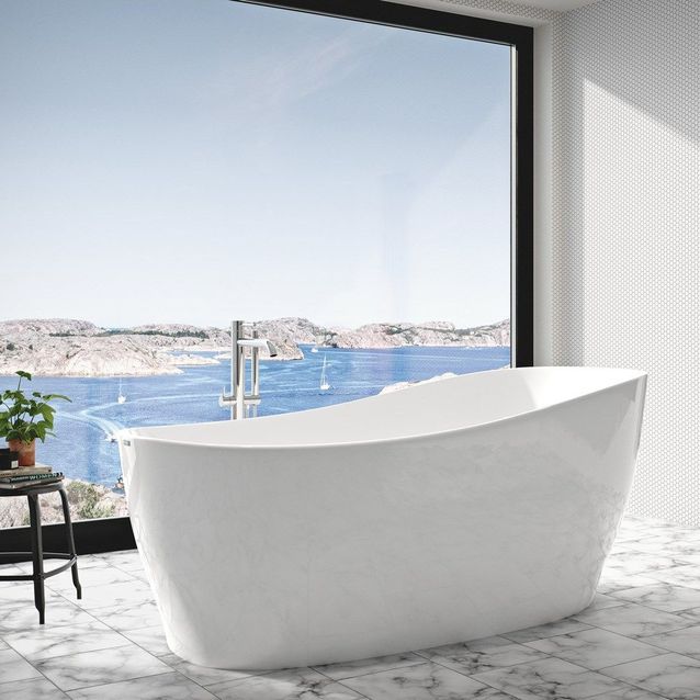 Kylpyamme Nordhem Fjällbacka Lucite 1800x850x620/760 mm vapaasti seisova valkoinen