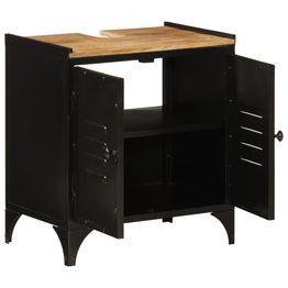 Kylpyhuoneen kaappi 55x35x60 cm rauta ja täysi mangopuu (58564)