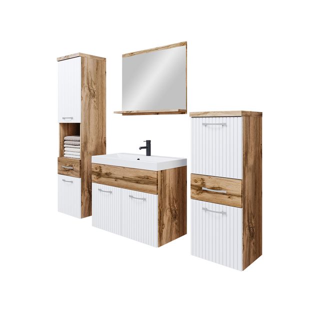 Kylpyhuoneen kalusteryhmä pesualtaalla ALBA MDF, beige/valkoinen (6241)