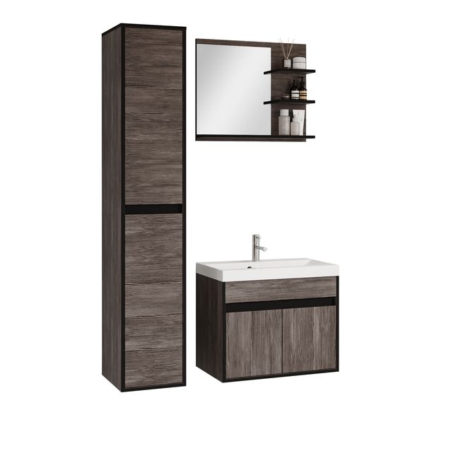 Kylpyhuoneen kalusteryhmä pesualtaalla CYPRUS, ruskea/musta (7780)